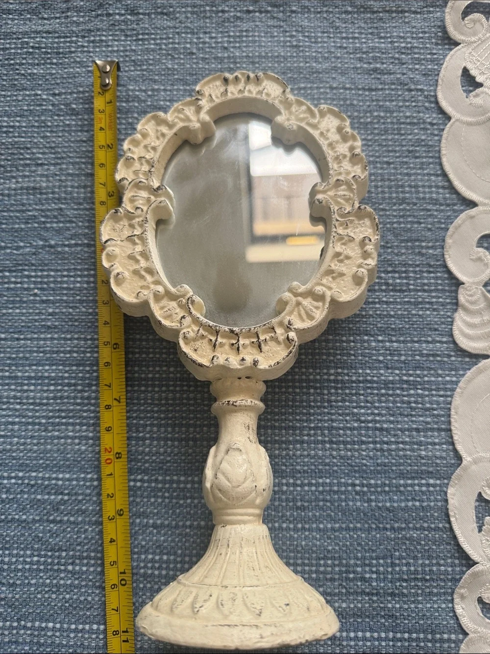 Vintage-Style White Decorative Vanity Mirror - cream